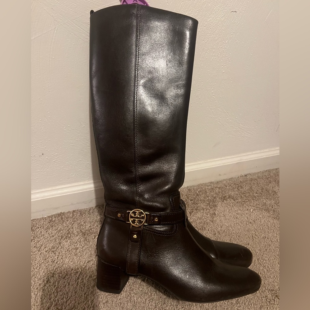 Tory Burch Dark Brown Leather Heeled Boots